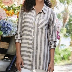 Soft Surroundings Camina Linen Button Shirt
